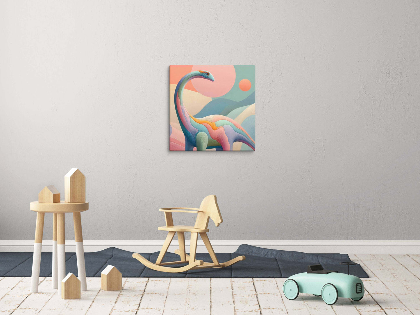 Wondershire, Brachiosaurus Canvas Print – Sweet Wanderer, abstract dinosaur,baby boy room,baby girl room,baby shower gift,brachiosaurus,brachiosaurus art,Canvas,cartoon dinosaur,colorful wall art,cute dinosaur,dino art,dinosaur,dinosaur canvas,dinosaur de