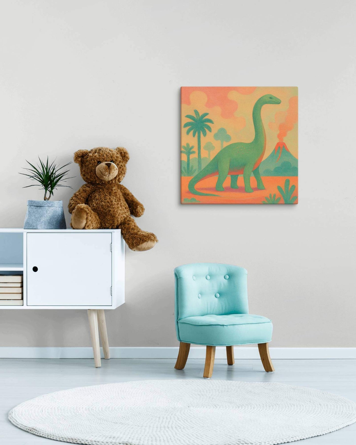 Wondershire, Brachiosaurus Canvas Print – Earthy Sunset, abstract dinosaur,baby boy room,baby girl room,baby shower gift,brachiosaurus,brachiosaurus art,Canvas,cartoon dinosaur,colorful wall art,cute dinosaur,dino art,dinosaur,dinosaur canvas,dinosaur dec