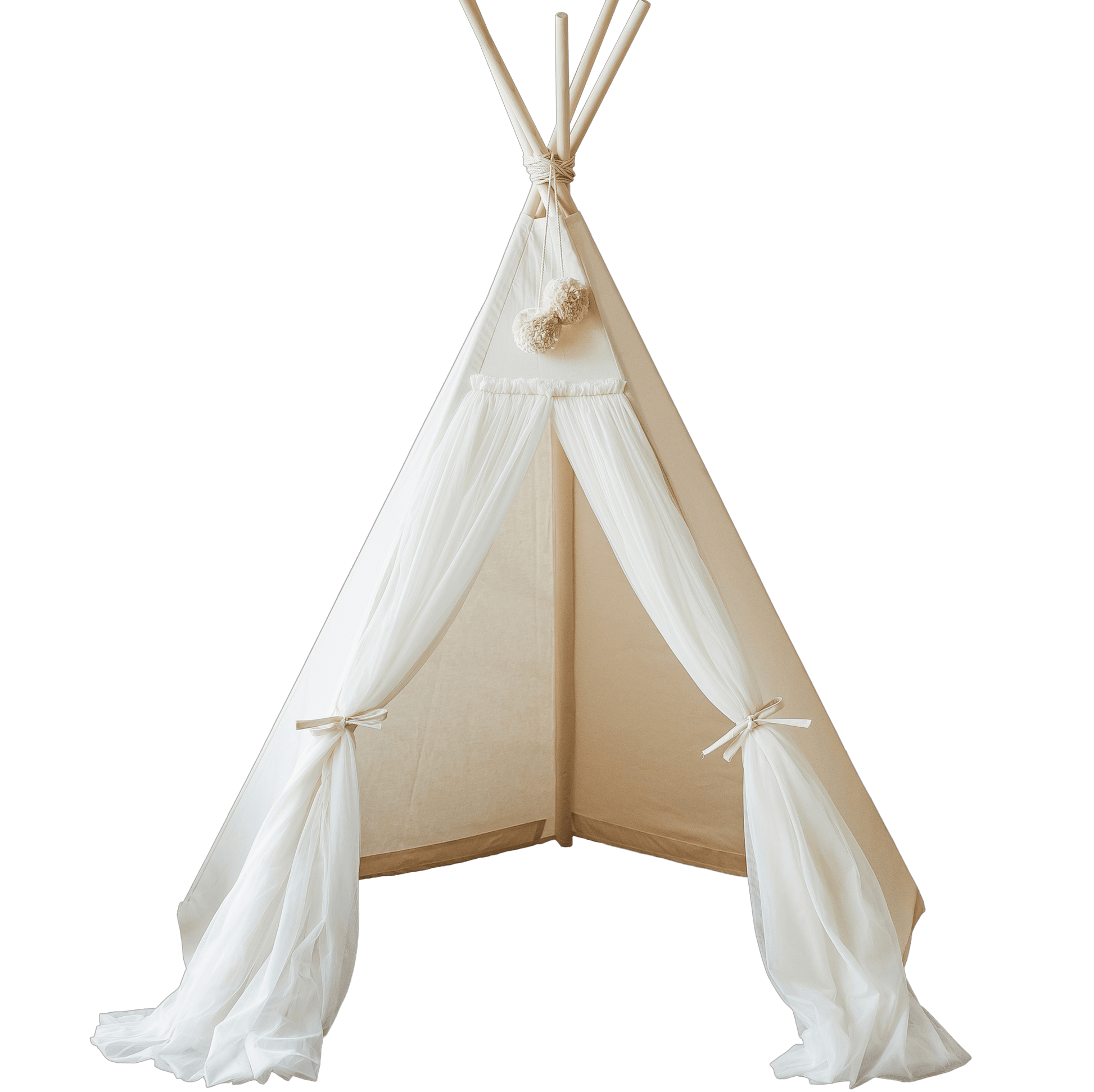 Wondershire, MINICAMP Fairy Kids Play Tent with Tulle in Ecru, Childrens Room,Kids Decor,Kids teepee tent with tulle from minicamp,Nursery Decor