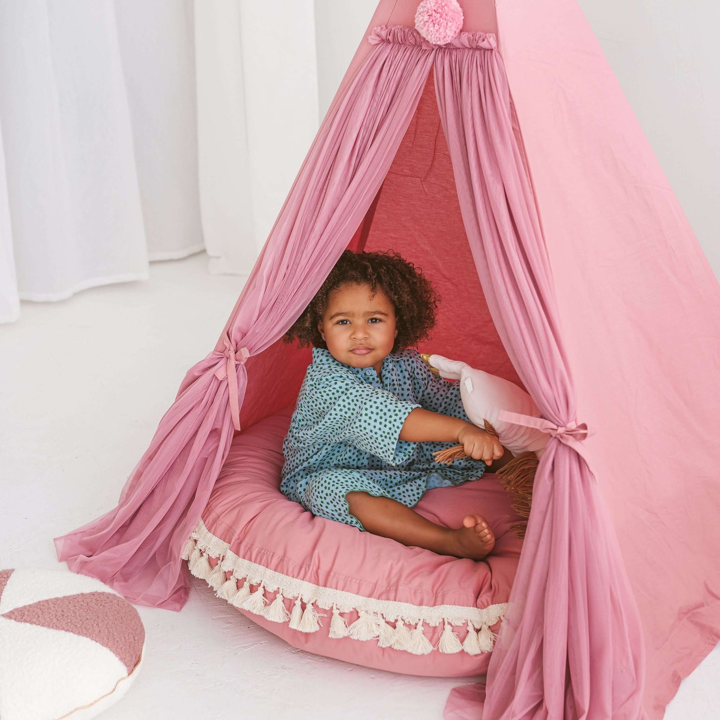 Wondershire, MINICAMP large Floor Cushion with Tassels in Rose, Childrens Room,Kids Decor,Minicamp,MINICAMP large Floor Cushion with Tassels in Rose,Nursery Decor