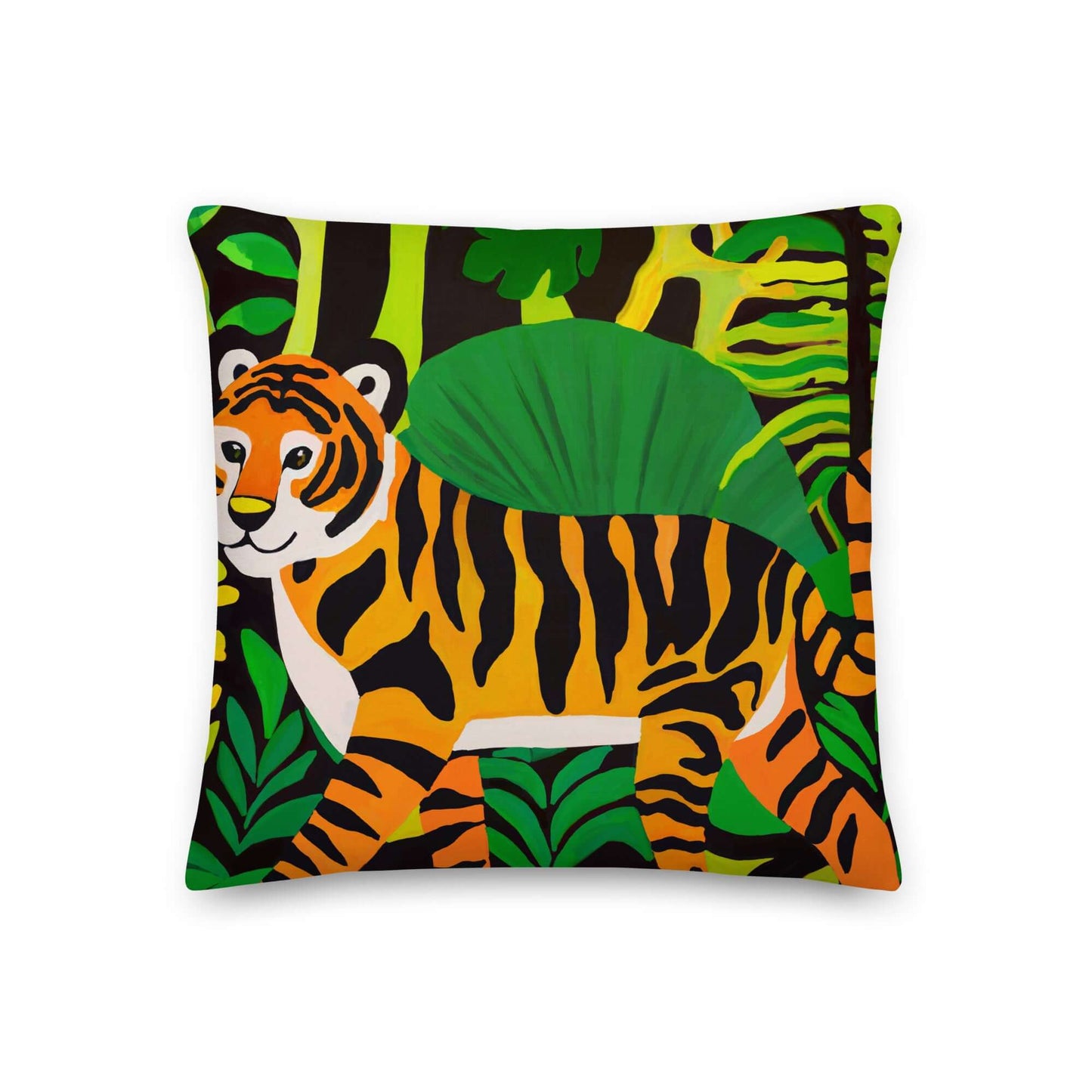 Wondershire, Tiger Premium Pillow, Kids Decor,Nursery Art,Nursery Decor,Pillow,Red Plane,Safari Decor,Tiger Art,Tiger In Jungle,Wildlife Nursery