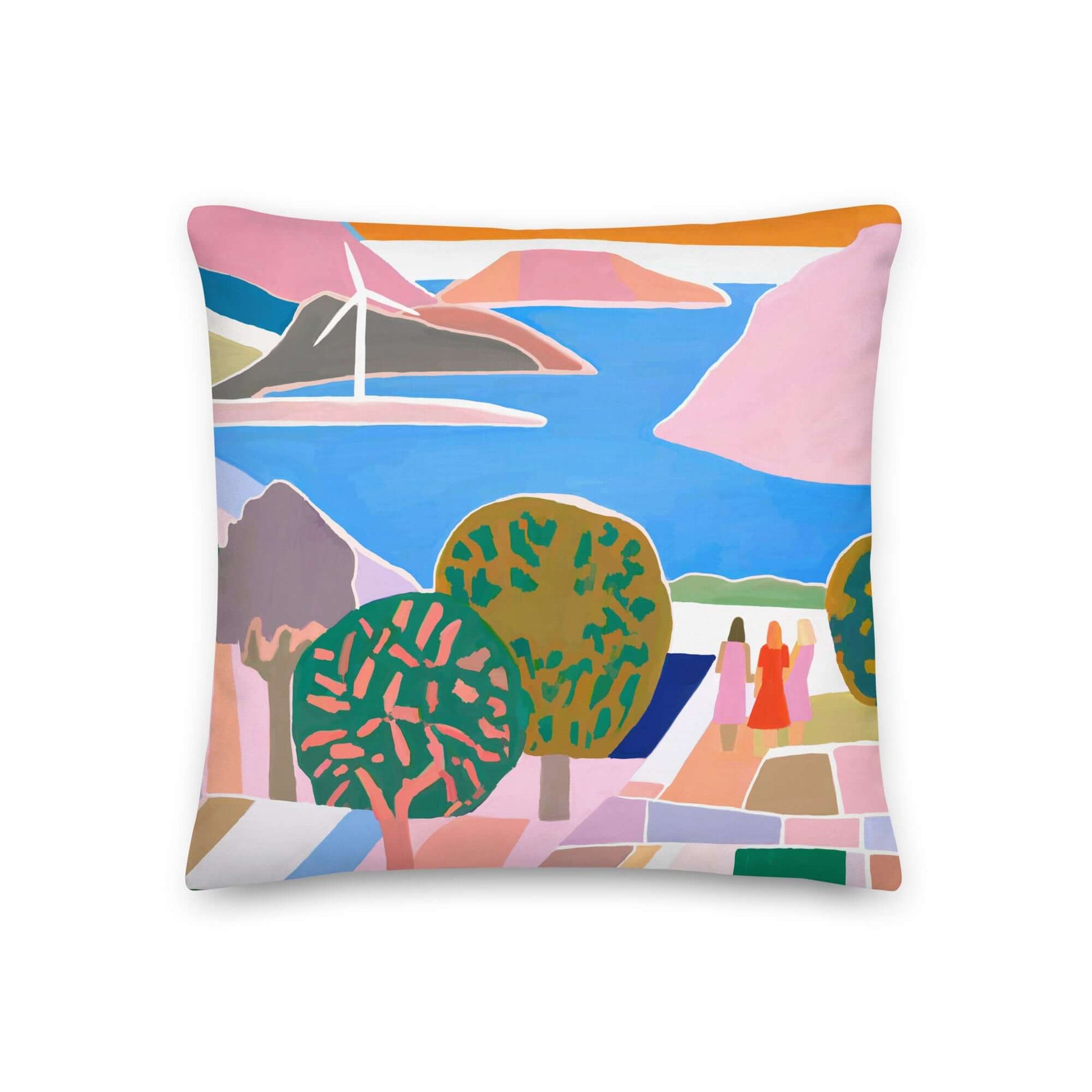 Wondershire, Wind Turbine Premium Pillow, Green Energy Decor,Kids Decor,Nature Art,Nursery Art,Nursery Decor,Pillow,Renewable Energy Art,Sustainable Living,Wind Power Art,Wind Turbine Art