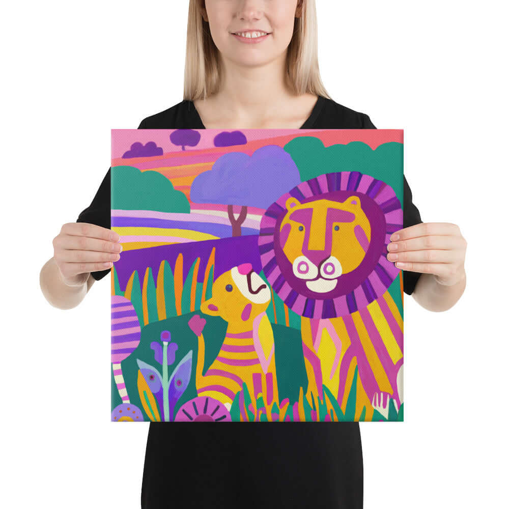 Wondershire, The Very Brave Lion Canvas Print, Adorable Animals,Animal Print,Baby Lion Art,Canvas,Childrens Room,Kids Decor,Lion Canvas Print,Lion Cub,Lion family,Nature Art,Nursery Art,Nursery Decor,Safari Decor,Wildlife Nursery,Wildlife Print