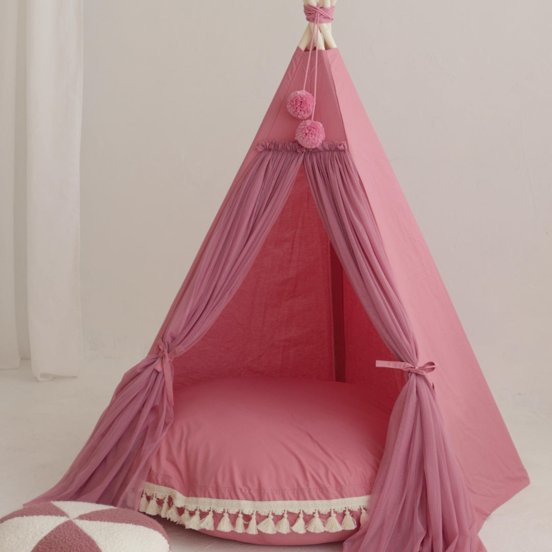 Wondershire, MINICAMP large Floor Cushion with Tassels in Rose, Childrens Room,Kids Decor,Minicamp,MINICAMP large Floor Cushion with Tassels in Rose,Nursery Decor